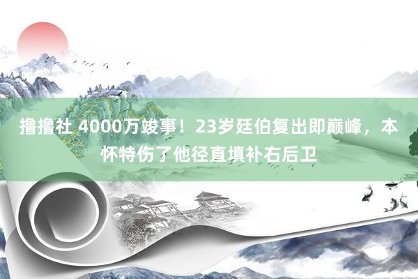 撸撸社 4000万竣事！23岁廷伯复出即巅峰，本怀特伤了他径直填补右后卫