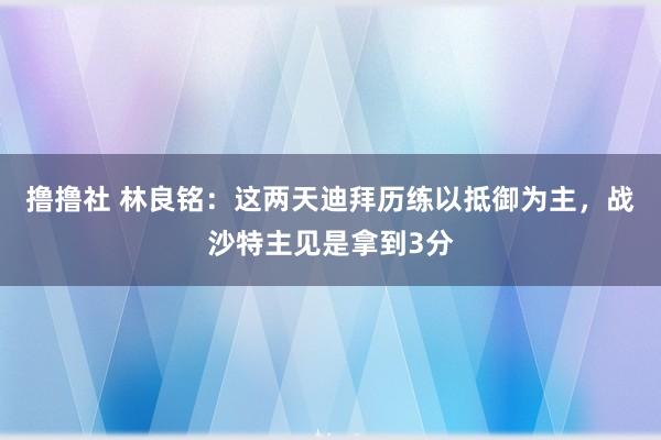 撸撸社 林良铭：这两天迪拜历练以抵御为主，战沙特主见是拿到3分